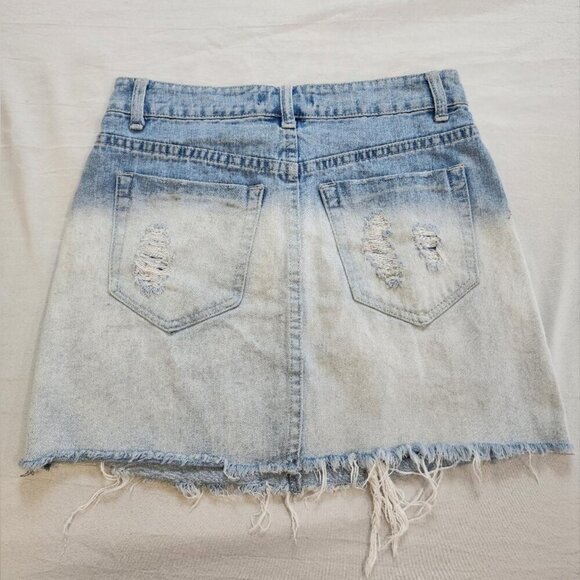 Forever 21 Women's Distressed Ombre Rip Denim Mini Skirt, sz 25 - Picture 3 of 8